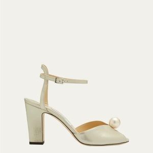 Jimmy Choo Sacaria 85 High Block Heel in Champagne